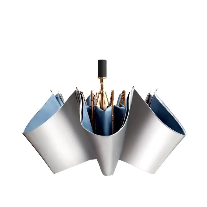 Titanium Silver Double Layer Black Collision Cloth Light Luxury Ultra Strong Anti UV Cooling Women's Folding Dual Use Umbrella