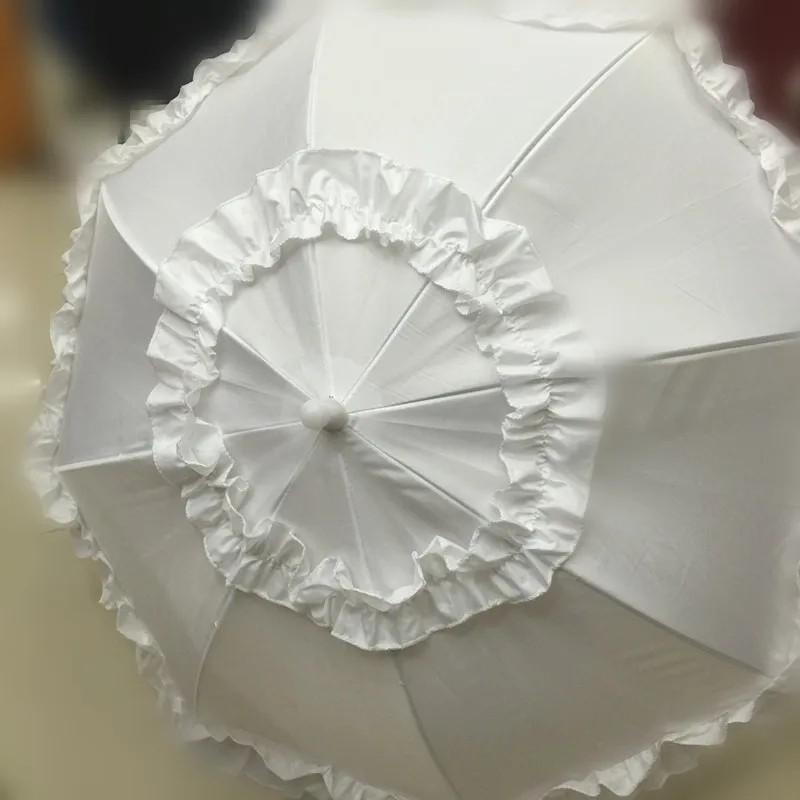 Lolita Wedding Ceiling Decorations European Style Solid Color Curved Umbrella for Rain Long Handle Impact Fabric Craft Umbrella