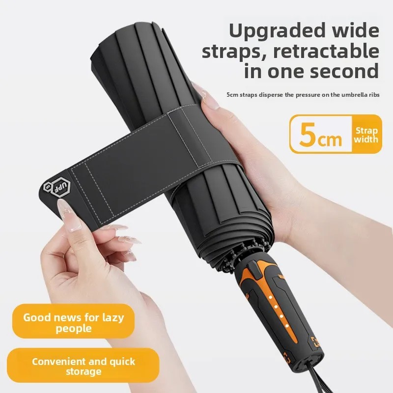 Fully Automatic Windproof Umbrella Thickened Reinforced Heavy Rain Sunshade Extra Large One-Click Retractable Folding Sunny