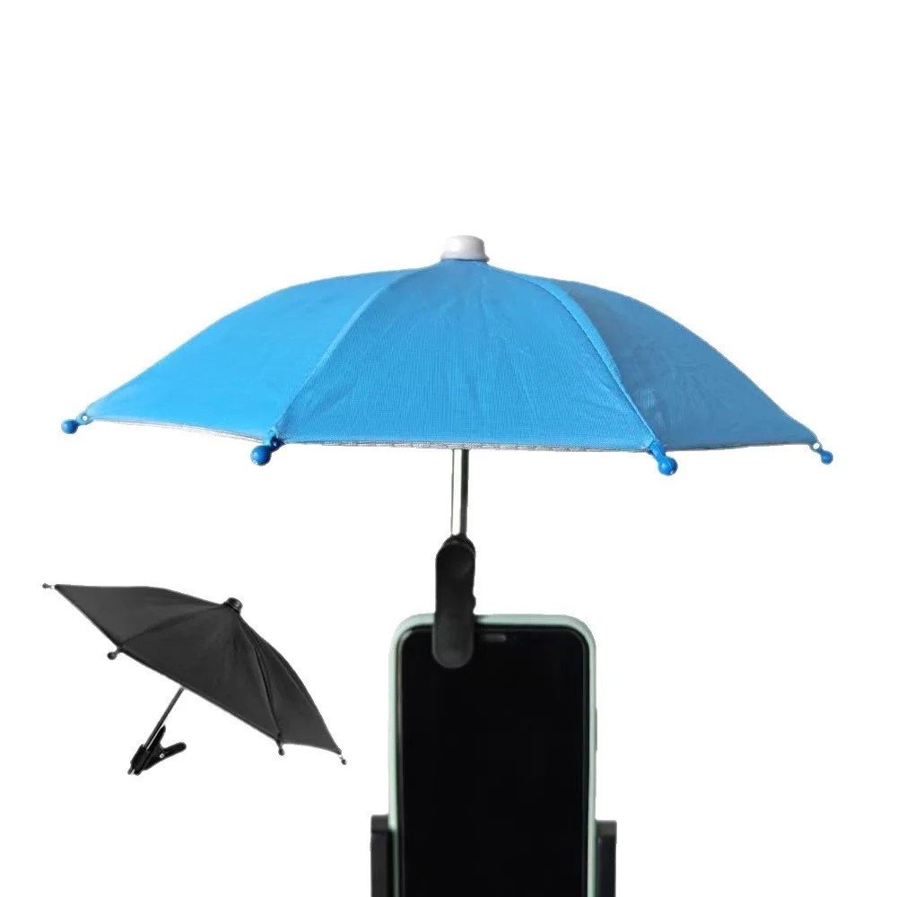 Mobile Phone Holder Sunshade Umbrella Clip Outdoor Rainproof Anti-Reflection Minimalist Design 8 Ribs Small Umbrella