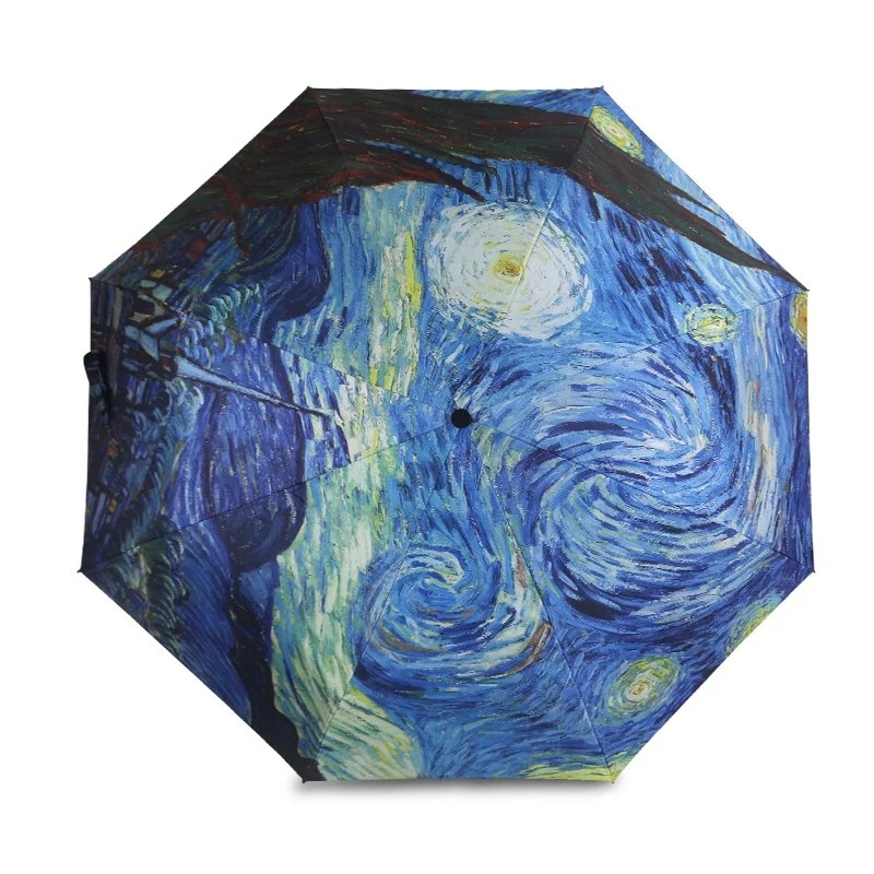 Customized Umbrella Logo Printing 3D Pattern Digital Printing Anime Extra Large Black Rubber Folding Advertising Gift Umbrella