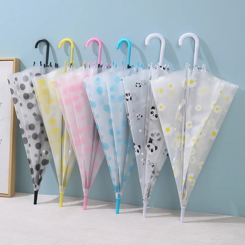 Creative Frosted High-quality Trendy Transparent Polka Dot Long-handled Umbrella Straight Pole Plastic Iron Suitable Both Sunny
