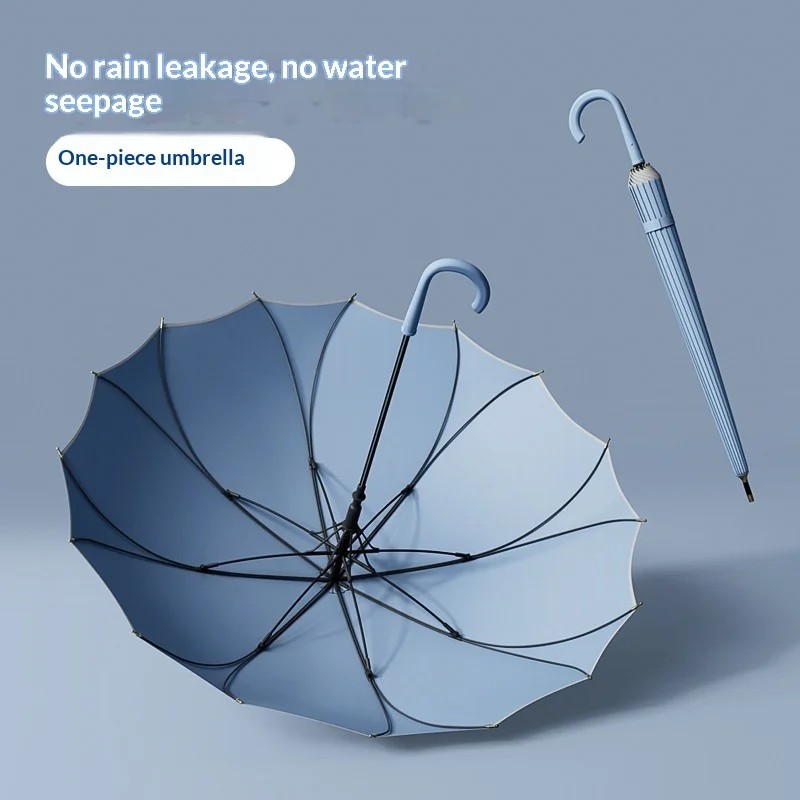 Simple Japanese Style Long Handle Golf Umbrella One-piece Lotus Frame Automatic Large Size Durable Straight Rod 16 Ribs Umbrella