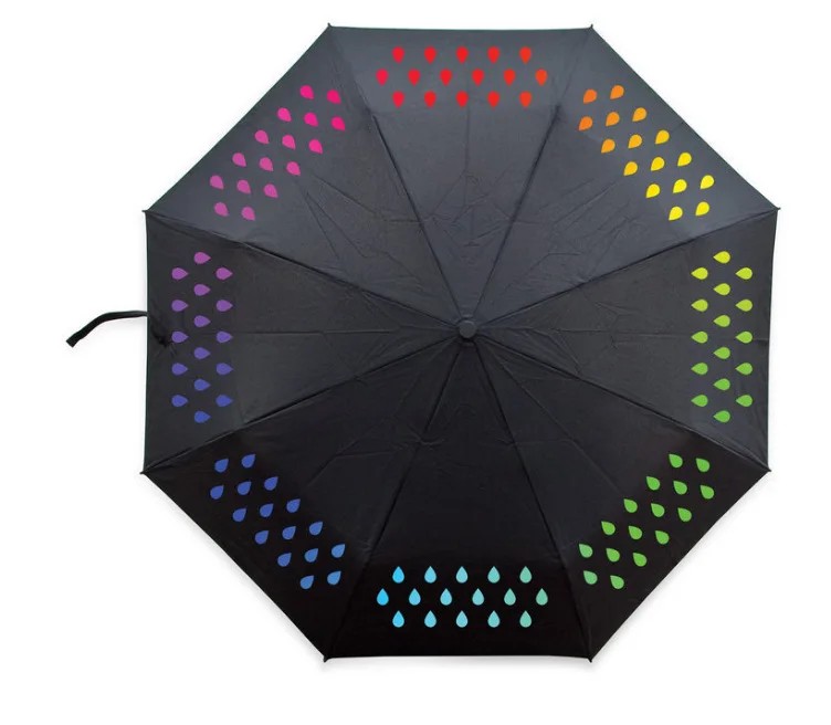 Wholesale Creative Advertising Umbrella Novelty Water Activated Color Changing Raindrop Gradient Umbrella Folding Gift Umbrellas