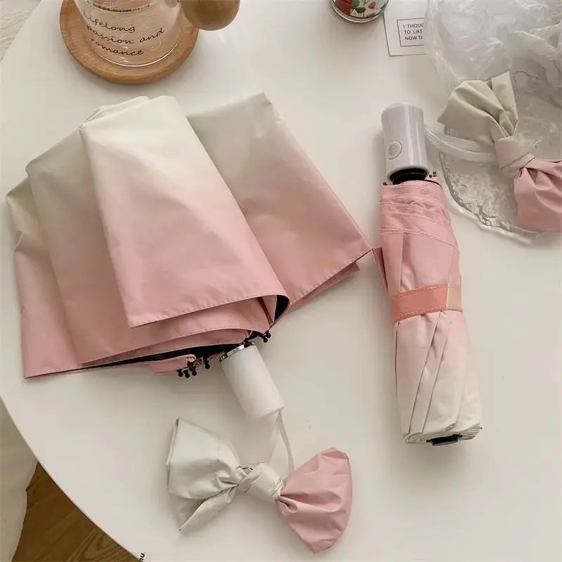 Gradient Ins Style Black Glue Professional Sun Protection Automatic Umbrella Dual Use Sun Rain Women's Portable Mini Umbrellas
