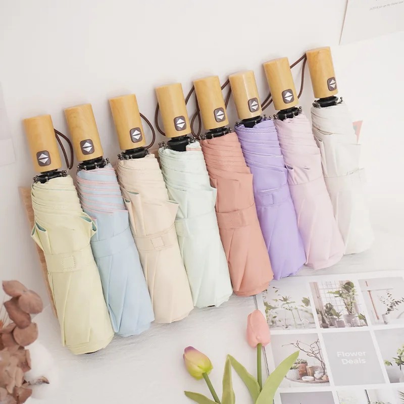 High End Aesthetic Color Gel Fully Automatic Folding Umbrella for Women UV Protection Dual Use for Sun Rain Sunshade Umbrella