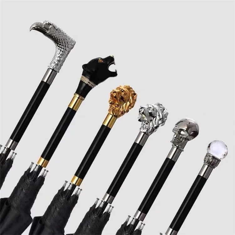 Luxury High End Man Long Handle Umbrella Large Double Person Personal Solid Color Simple Straight Umbrella Business Gift Logo