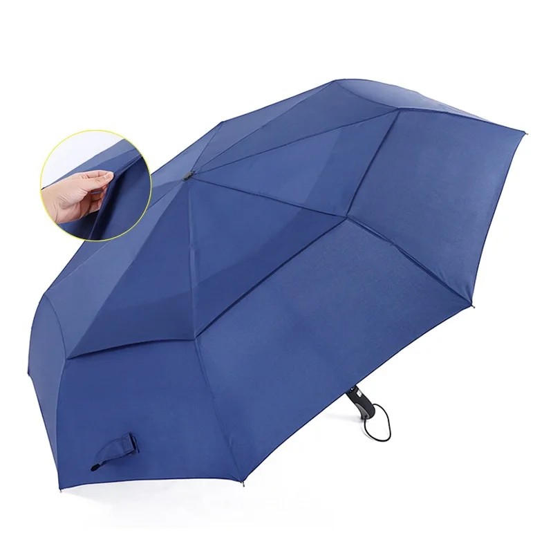 Royal Walk Windproof Folding Travel Umbrella Compact Strong Luxurious Real Wood Handle Automatic Open Close Vented Double Canopy