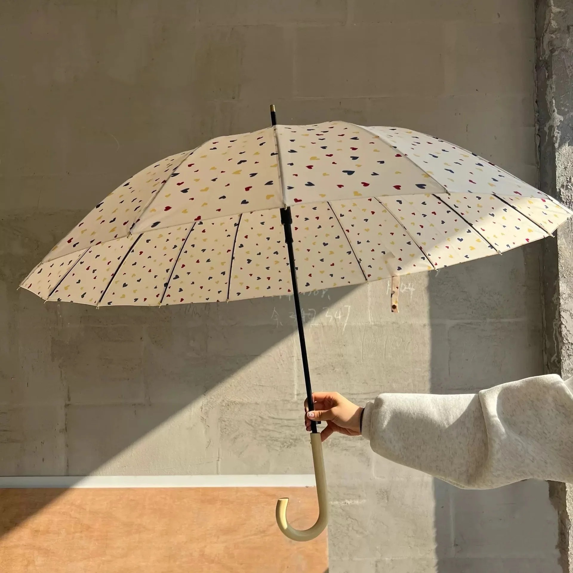 Long Handle Umbrella Retro Striped for Women Dual Use Umbrellas for the Rain Compact Portable UV Protection Sunshade Umbrella
