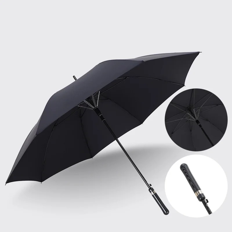 Carbon Fiber Lightweight Business Automatic 8Rib Long Handle Umbrellas Custom Logo Dual-Use Long Handle Advertising Umbrella