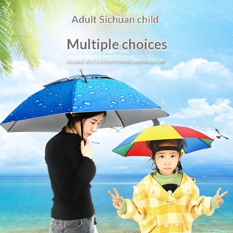 Large Wholesale Sun Protection Outdoor Hat Umbrella for Children & Adults Handleless Design Custom Logo E18