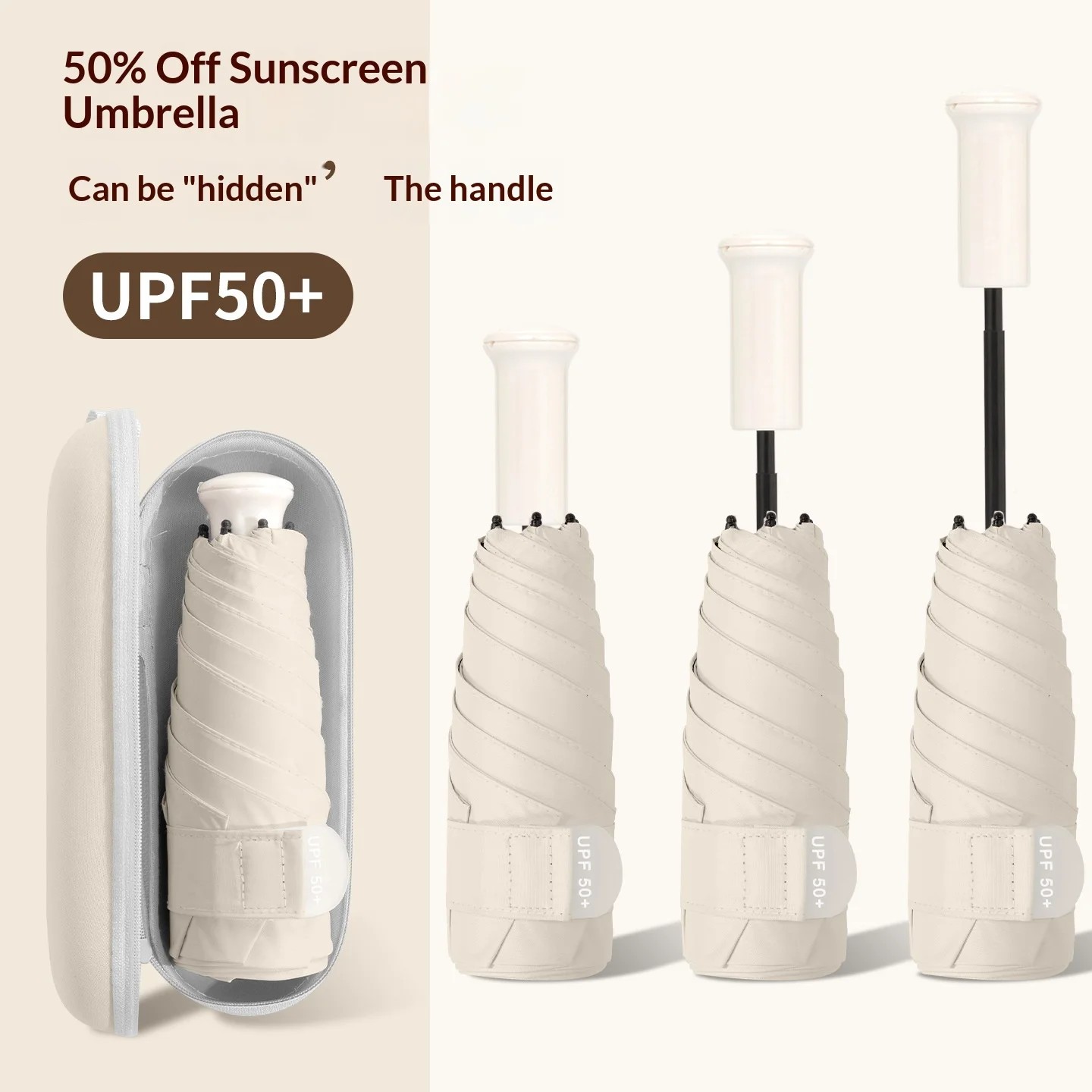 Capsule Sunshade Umbrella UV Protection Sun Protection Women Dual-Use Sun Rain Retractable Plastic Handle Compact Portable