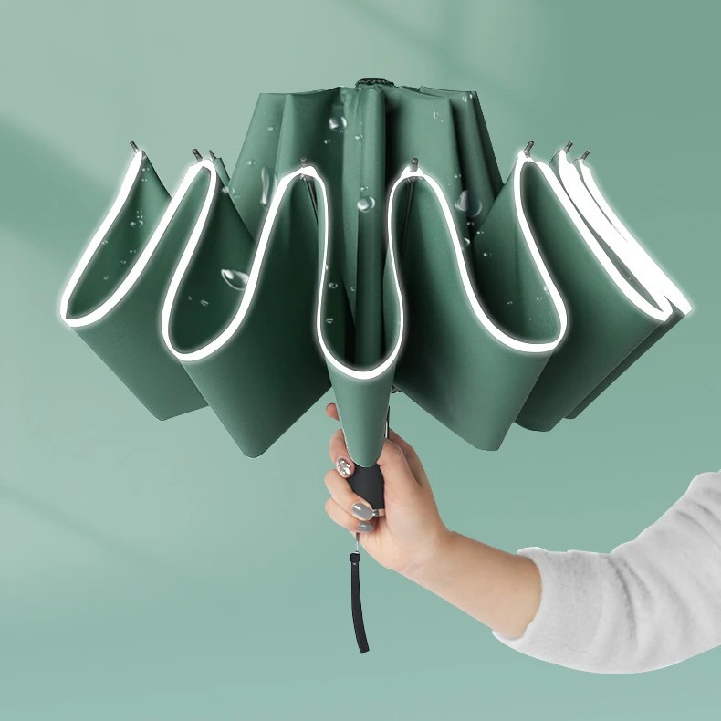 Fully Automatic Reverse Umbrella Auto Open Close Reflective Strip Umbrella for Men Women Folding Umbrella with Logo Car Umbrella