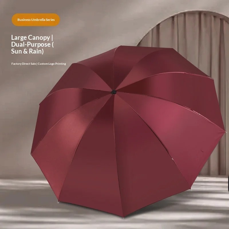 Rose in Rain Twelve bone Folding Black-Coated Business Umbrella UPF 50+ UV Protection Large Double-Person for Sunny Rainy Days