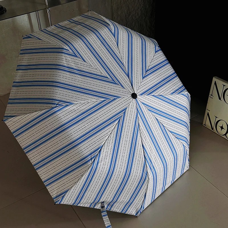 Fresh Striped Umbrella Women Dual Use for Sun and Rain Fully Automatic UV Protection Compact and Convenient Sunshade Umbrellas