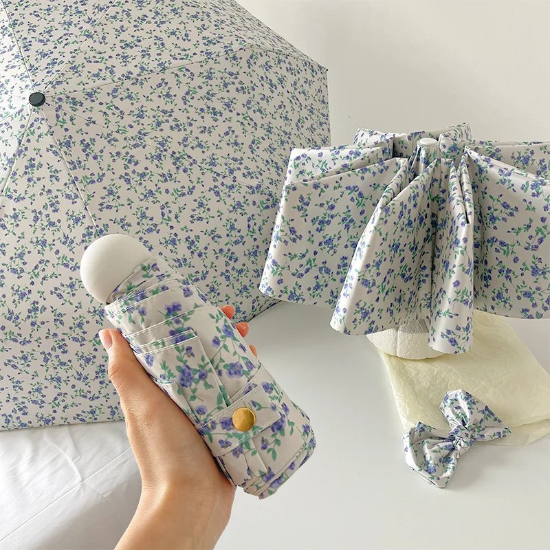 Floral Umbrella for Women Automatic Open and Close for Sun and Rain Foldable Black Coating Umbrella Sun Protection Wholesale