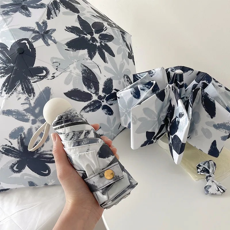Ink Blossom New Chinese Style High Value Umbrella for Women Photo Umbrellas Sun Protection UV Protection Sunshade Wholesale