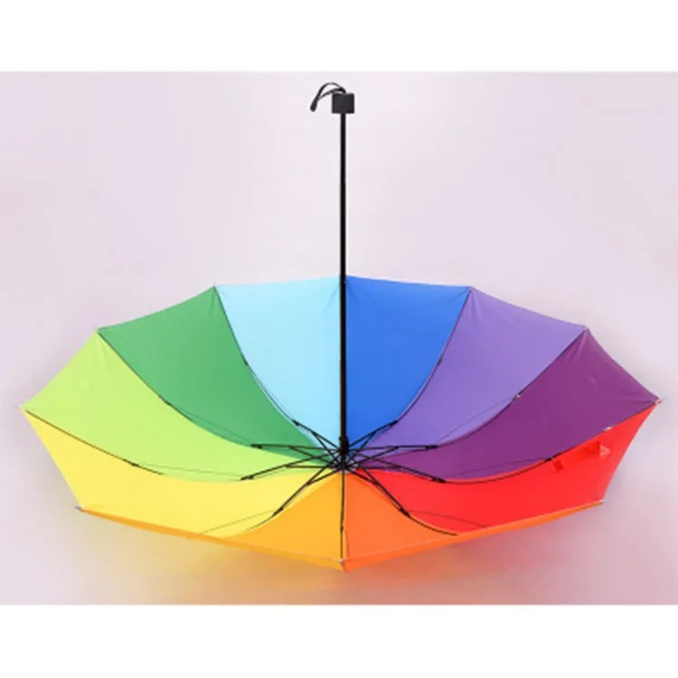 Umbrellas Large Rainbow Dual Use for Sun and Rain 3 Fold Gift Wholesale Advertising Umbrella Customizable with Text and Logo