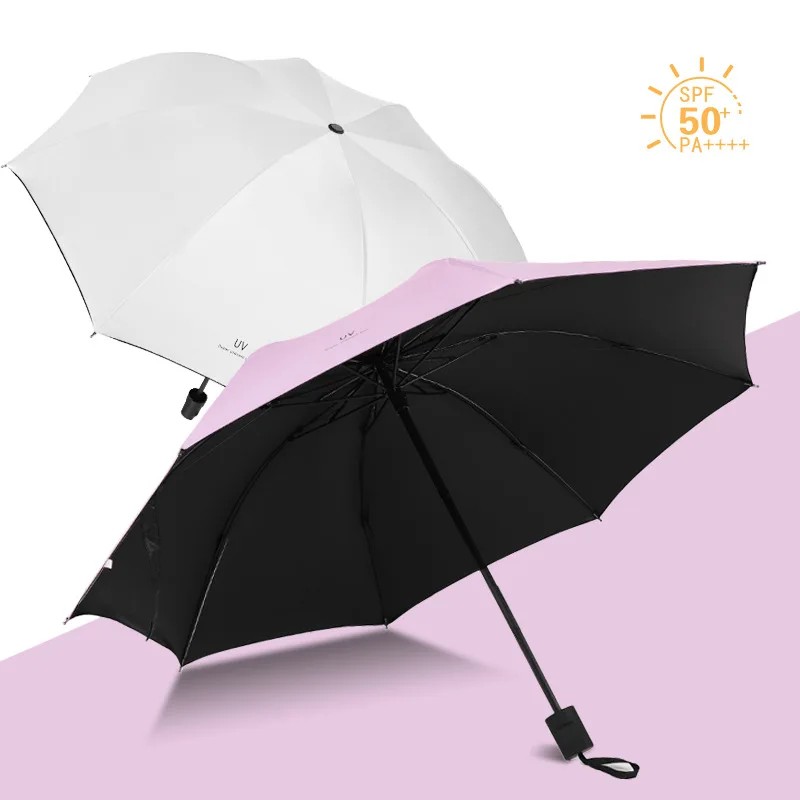 Korean Girl 3 Fold Layered Thick Sun Protection Shade Forest Style Umbrella UV Reinforced Thickened Wholesale Price