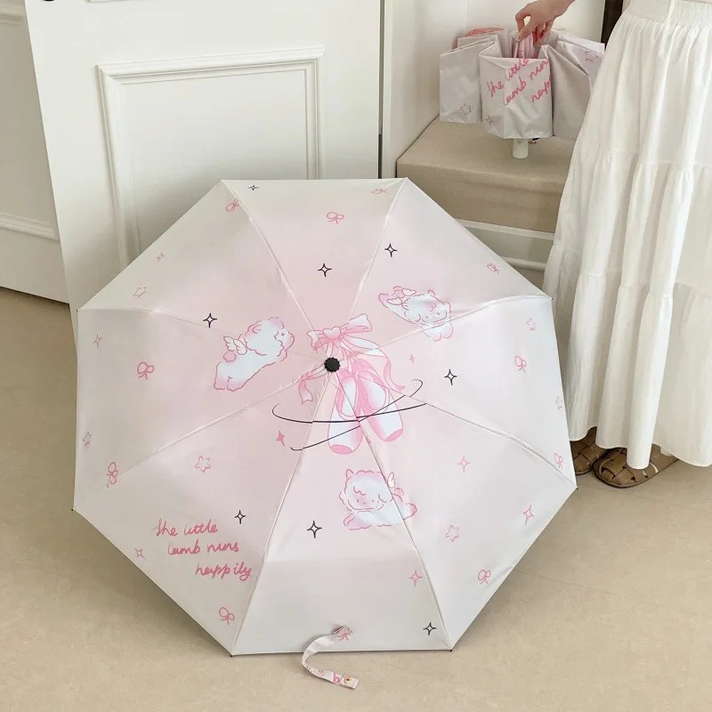 Fully Automatic Sturdy Umbrella Durable Cute Umbrella Dual-use for Sun and Rain Ins Style Sun UV Protection Sunshade Umbrellas