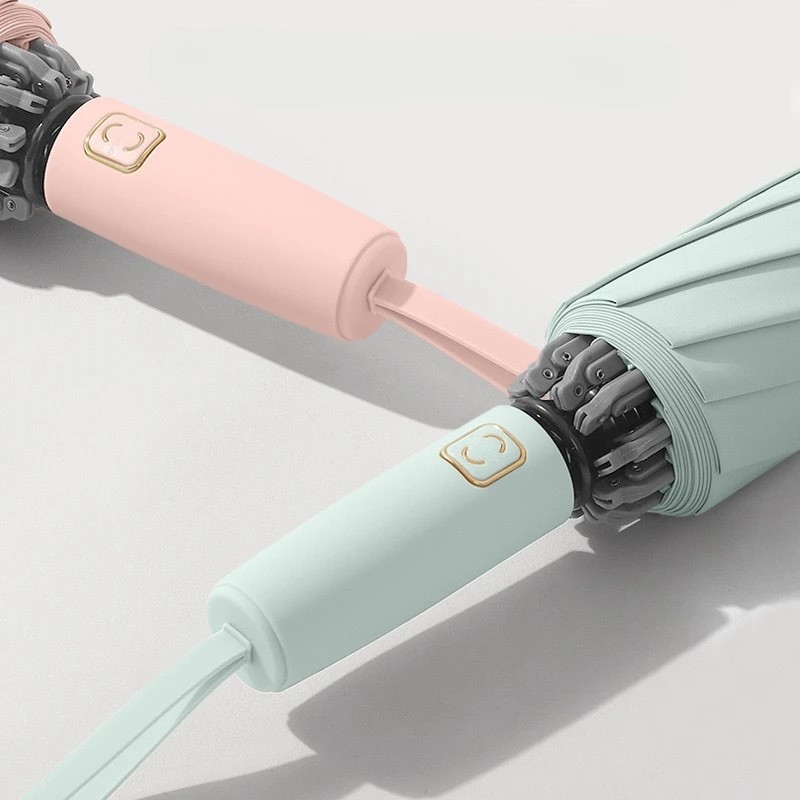 Aluminum Alloy Automatic Reverse with Silicone Strap and Reflective Strip 280T Fabric Sun and Rain Umbrella Advertising