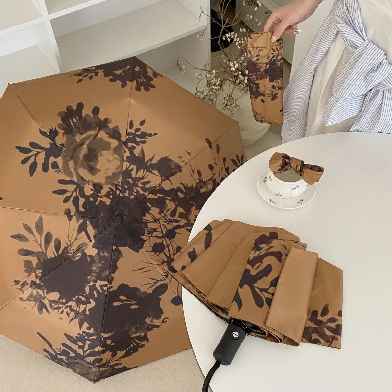 New Chinese Style National Trend Automatic Umbrella Women Dual-use Sun and Rain UV Protection Parapluie Foldable Retro Parasol