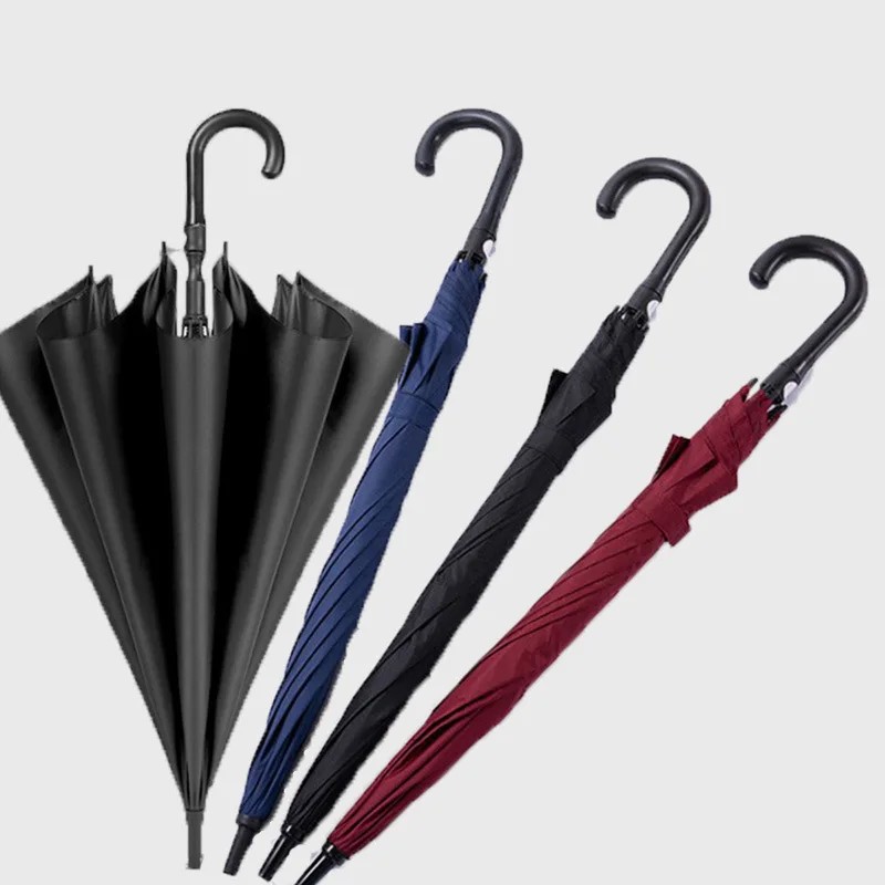 27 Inch Golf Umbrella Double Fiber Windproof Business Recommended Advertising Umbrella Long Handle Curved Handle