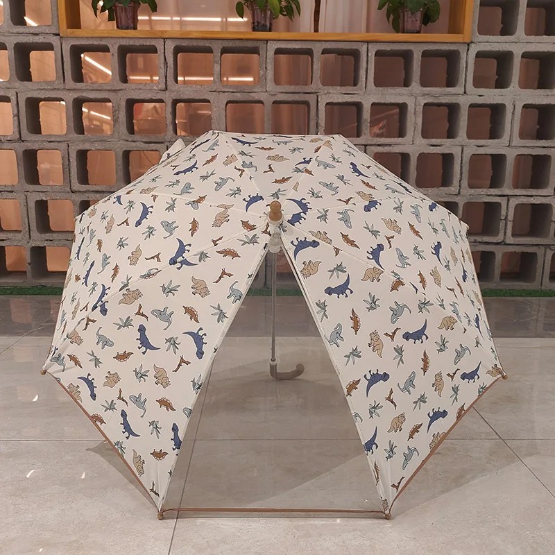 INS Sunshade Wholesale Little Dinosaur Dual-Use Children Straight Umbrella Korean Style for Boys Girls Cartoon Cute Ambrellah