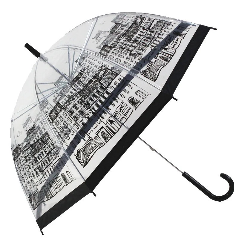 Apollo Princess Transparent Umbrella Thickened Eco POE Fresh Beautiful Arch-shaped Transparent Umbrella Korean Fashion Birdcage