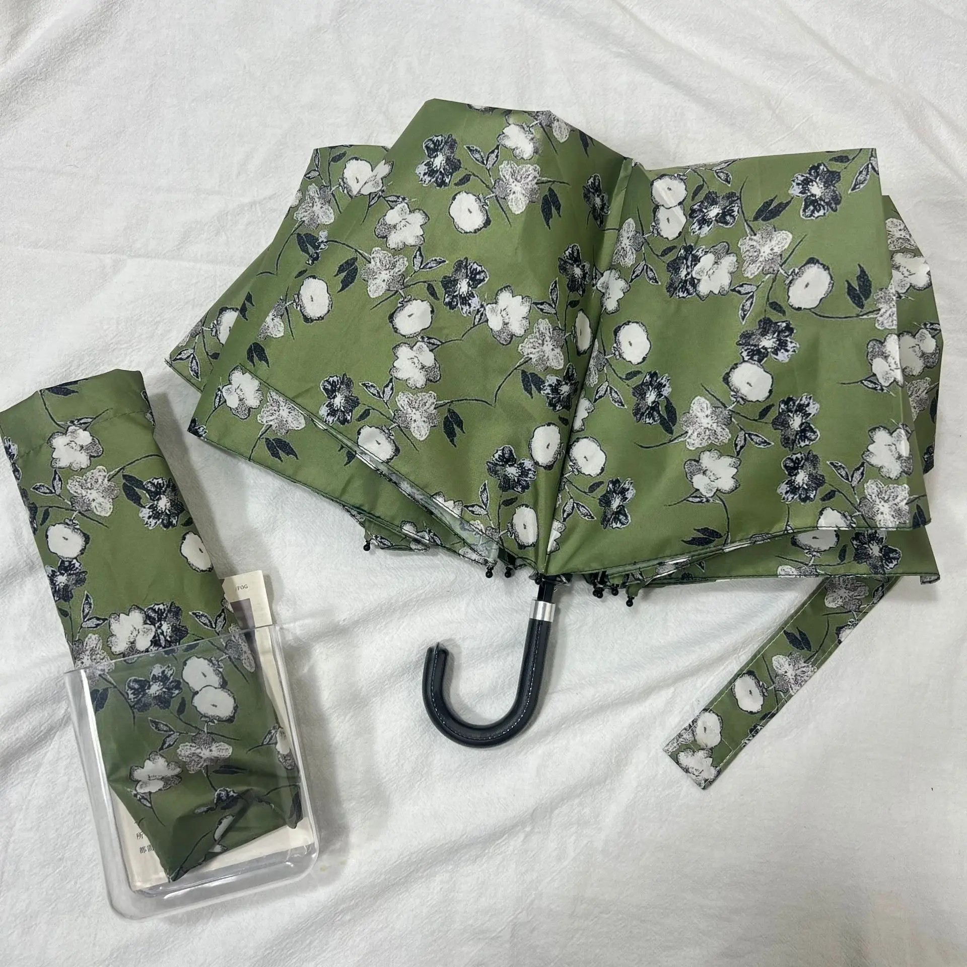 New Long Handle Hook Folding Sunshade Umbrella Automatic Straight Umbrellas Dual-use for Sun and Rain UV Protection