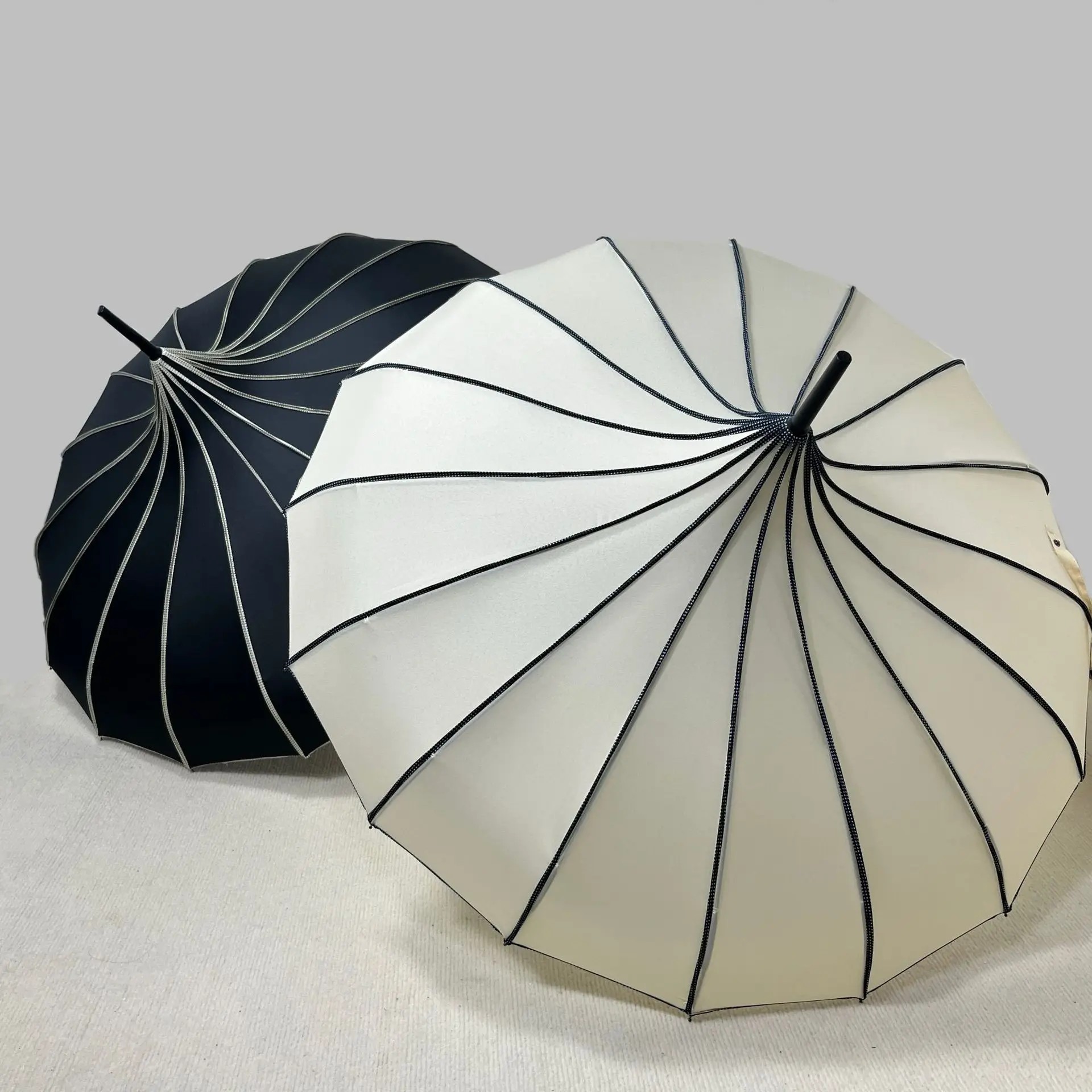 Creative Female Pagoda Umbrella Large Reinforced Long Handle Straight Umbrella Arch Windproof Rainproof Advertising Umbrella