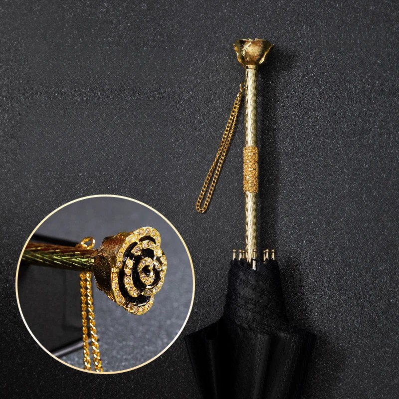 Luxury High-End Long-Handled Straight Umbrella Alloy Handle UV Protection Semi-Automatic Opening Premium Gift Box Cross-Border