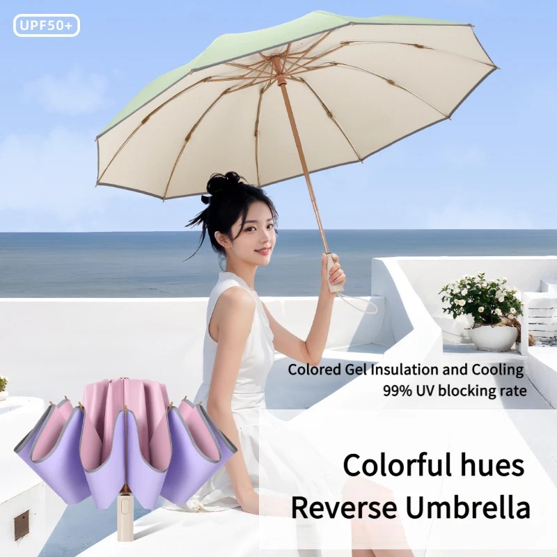 Sunshade Umbrella Thickened High Grade Anti Rainstorm Light Luxury Full Coverage Colorful Glue UV Protection Sun Rain