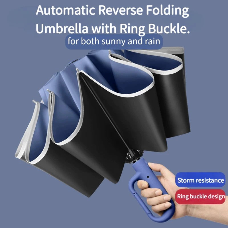Umbrella Thickened and Enlarged Reinforced Sun Protection Women's Dual-use for Sun and Rain Reverse Automatic Folding 210T