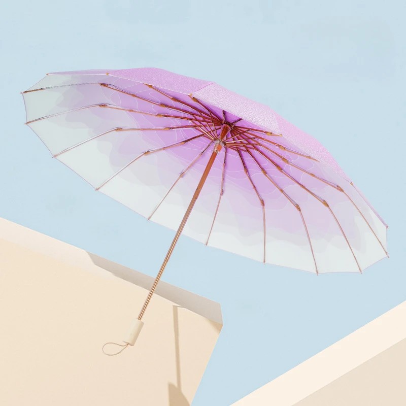 3 Fold Sunshade Umbrella Sun Protection UV Protection Dual-use  for Women Gradient Large Colorful Glue Sun Umbrella Wholesale