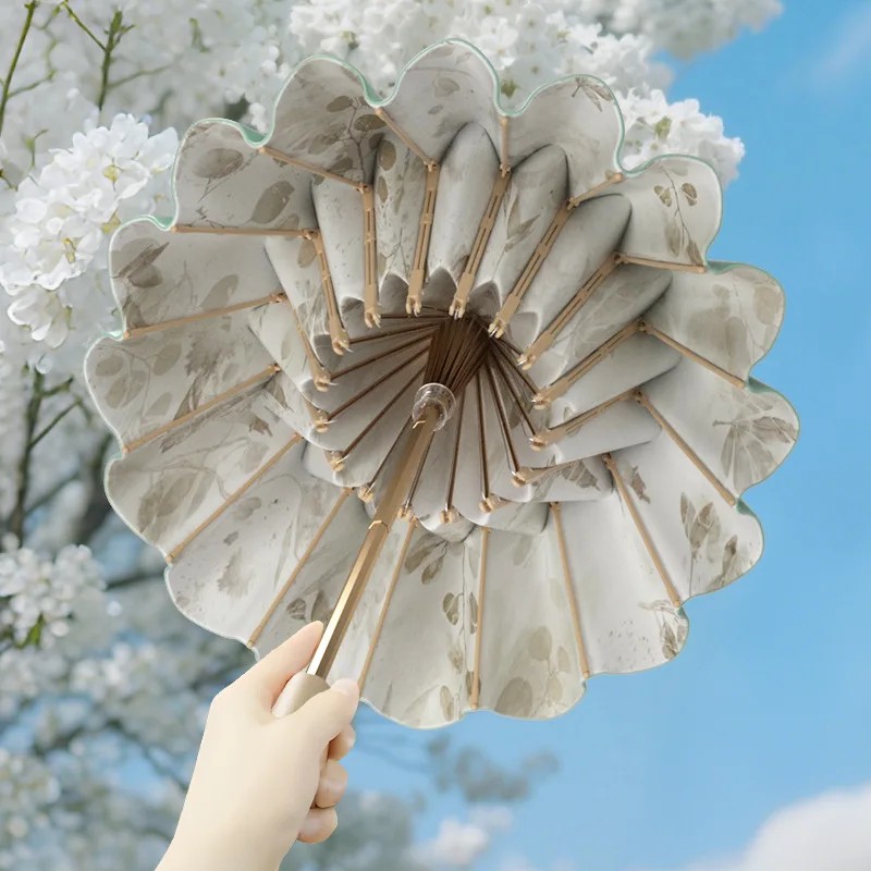 Reinforced Double Bone Thickened Color Glue Sun Protection UV Protection Folding Umbrella High-Value Illustration Sun Protection