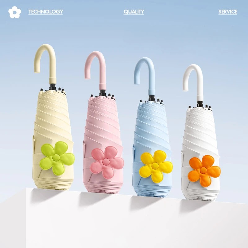 Japanese Style Sunshade Umbrella for Women Mini Small Hook Sun Protection UV Protection Compact Portable Dual-use Umbrella