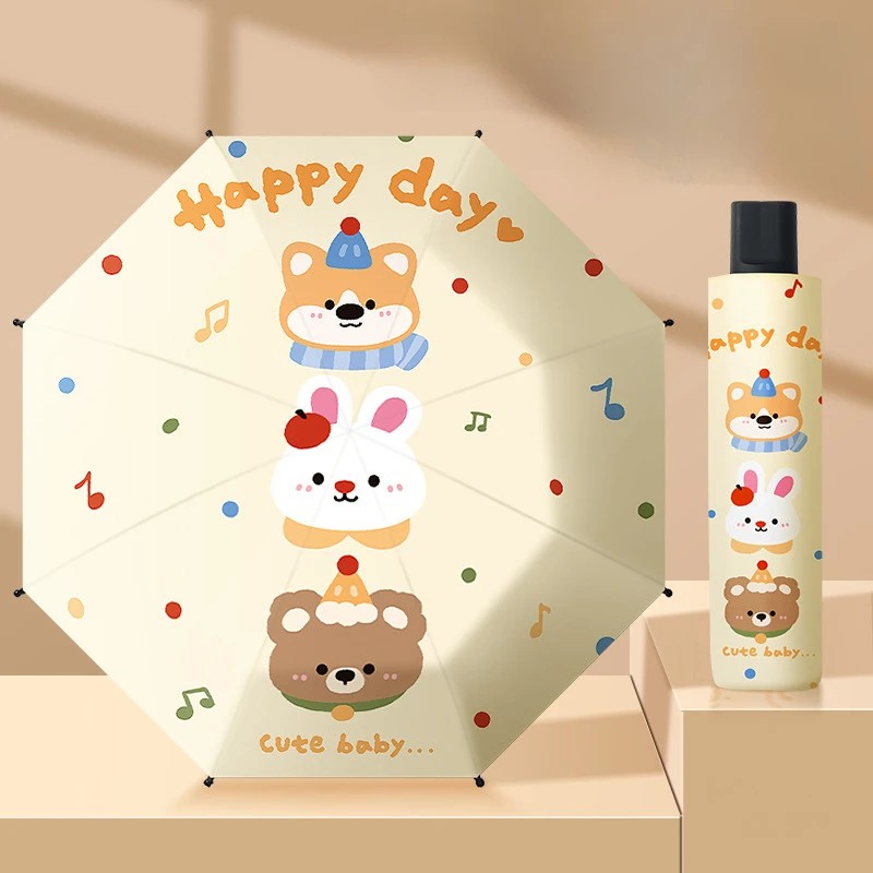 Cute Foldable Children's Umbrella for 6-12 Year Olds, New Model for School Students, Durable and Sun-Protective Umbrella,cartoon