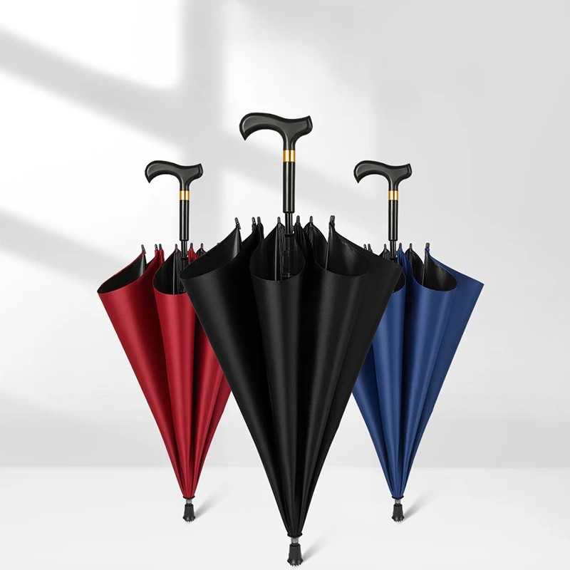 Walking Stick Golf Umbrella Long Handle Umbrella Custom Large Double Windproof Business Gift Advertising Umbrella with Logo