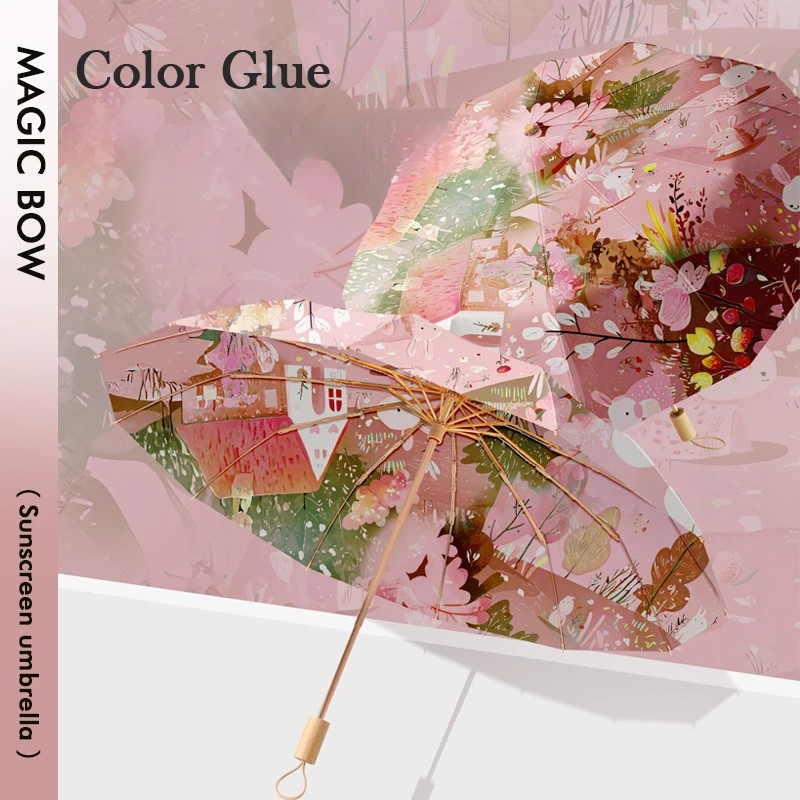 New Chinese Style Double Layer Double Flower Sun Umbrella for Women, Large Size, Sun Protection, Dual-Use for Sun and Rain