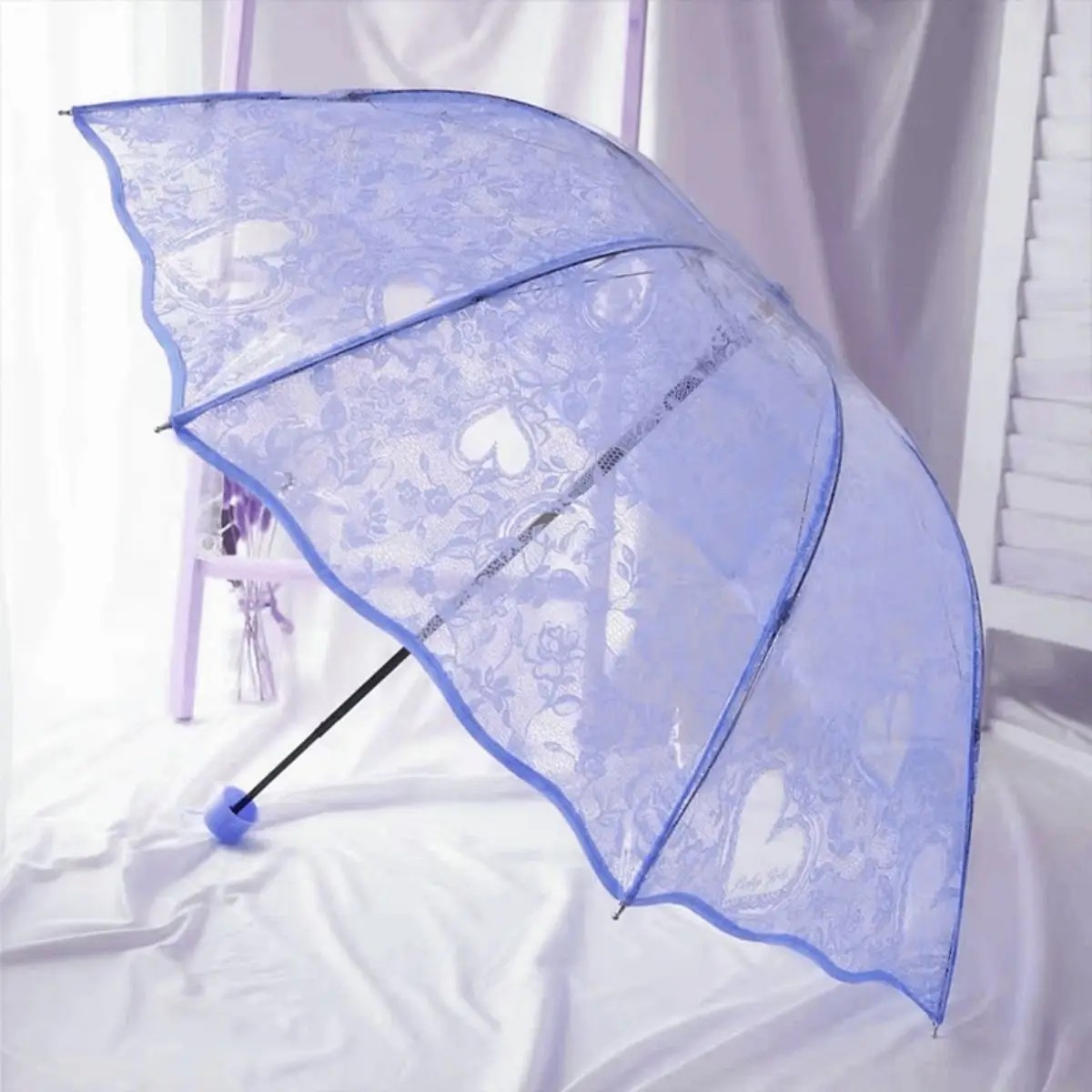 Exclusive Heart Shaped Transparent Plastic Umbrella Reverse Folding Korean Creative Student Umbrella Fresh Thickened Umbrella