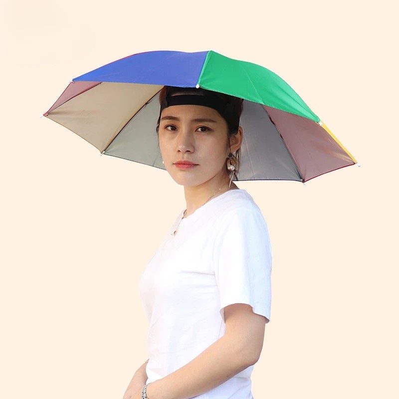 Wholesale Hat 69cm Diameter Large Head Worn Street Vendor Hat Rainbow Advertising Lightweight Tea Picking Hat Umbrella