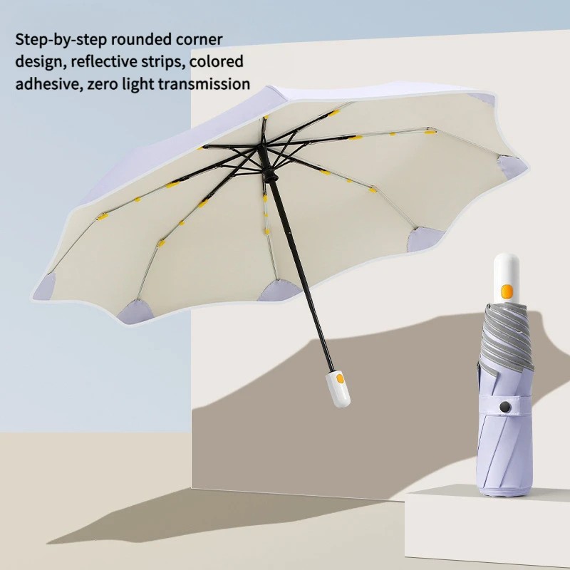 Sun Protection UV Protection Automatic Umbrella for Women Foldable Round Corner Folding Sun  Use for Sun and Rain Color Coating