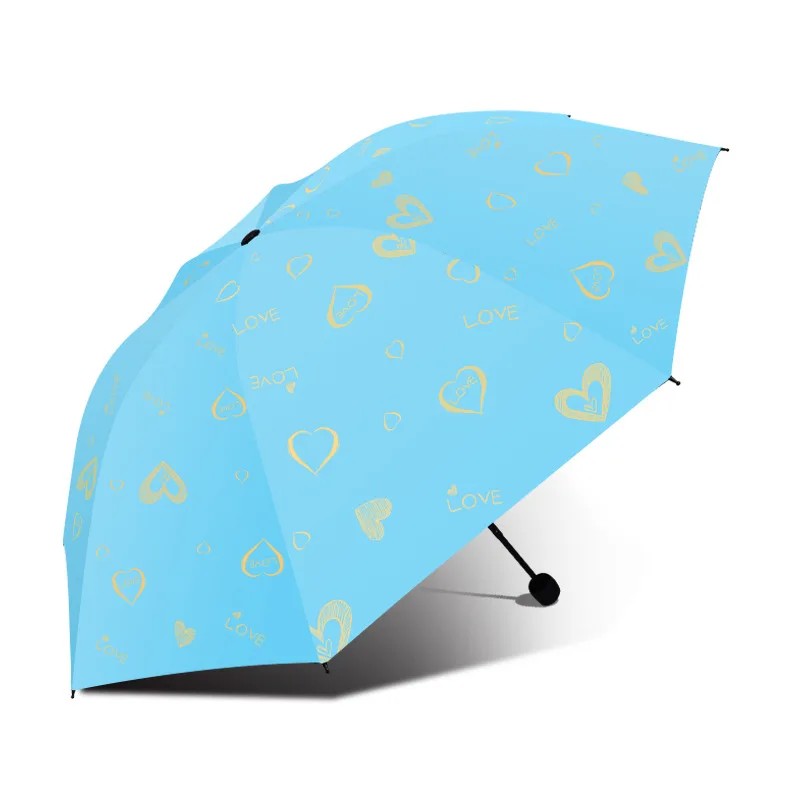 Stamped Heart Women's Umbrella Sunny Rainy Days Creative Black Coating UV Protection Sun Umbrella Manufacturer Wholesale