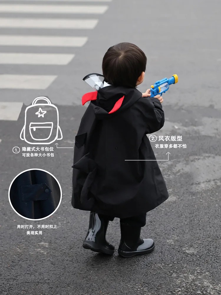 Baby Export Devil Children's Raincoat for Boys Girls Space Kindergarten School Raincoat for Kids Rain Coats Jacket Waterproof