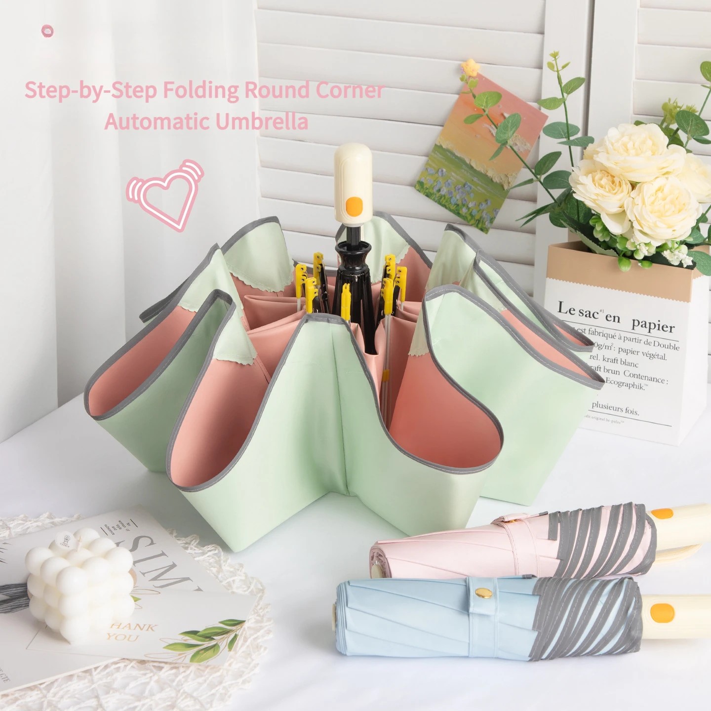 Colorful Gel Round Corner Anti Puncture Sun Protection UV Protection  Foldable Anti Rebound Dual Use Sun and Rain Umbrella