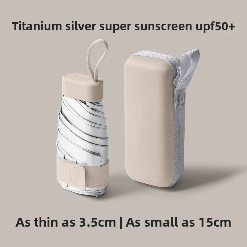 Silver Mini Sunscreen 50+ Manual Folding Capsule Umbrella Women High-end UV Protection 50% Sunshade Wholesale