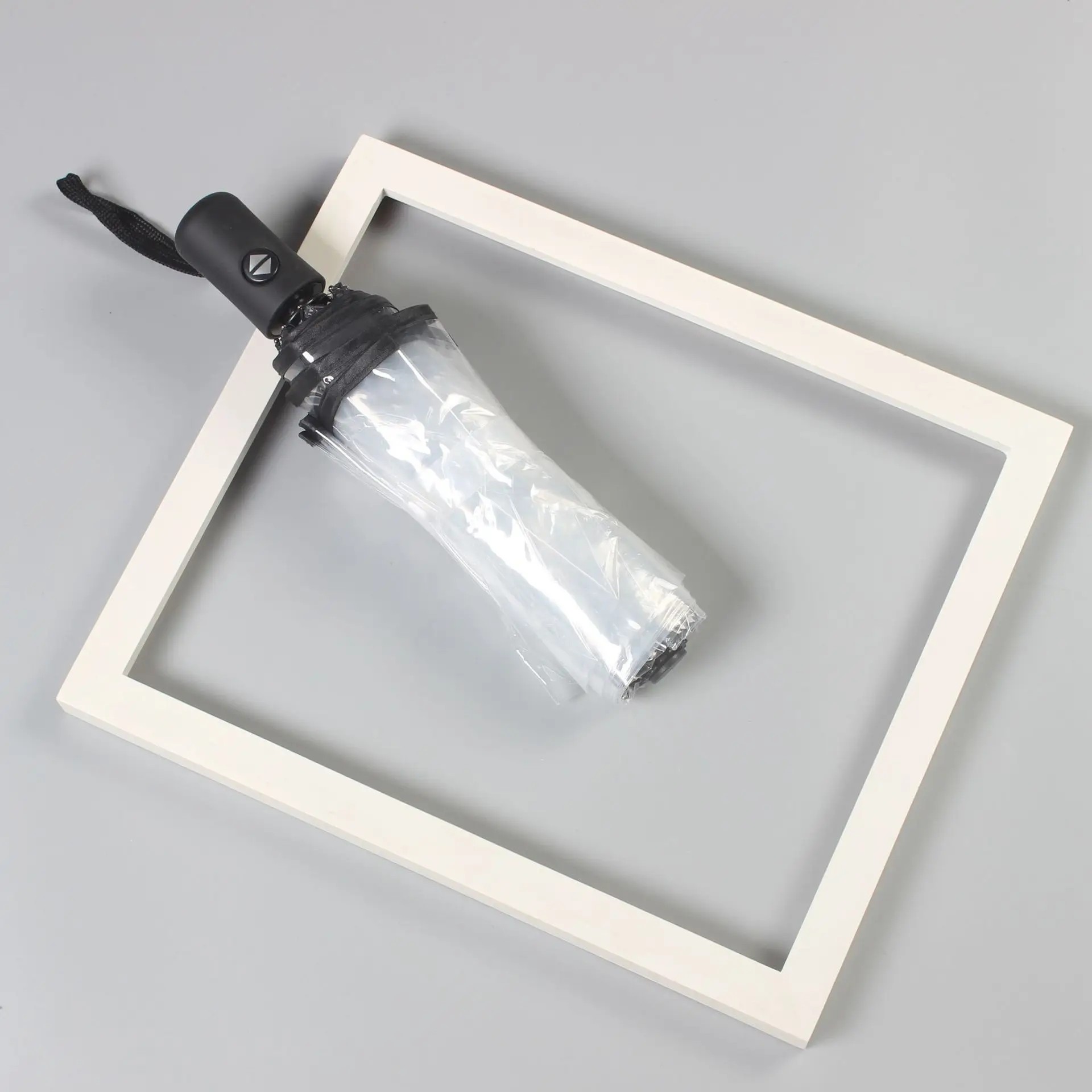 Transparent Folding Umbrella Automatic Female Goddess Fresh Student Three-Folding Umbrella Double Person