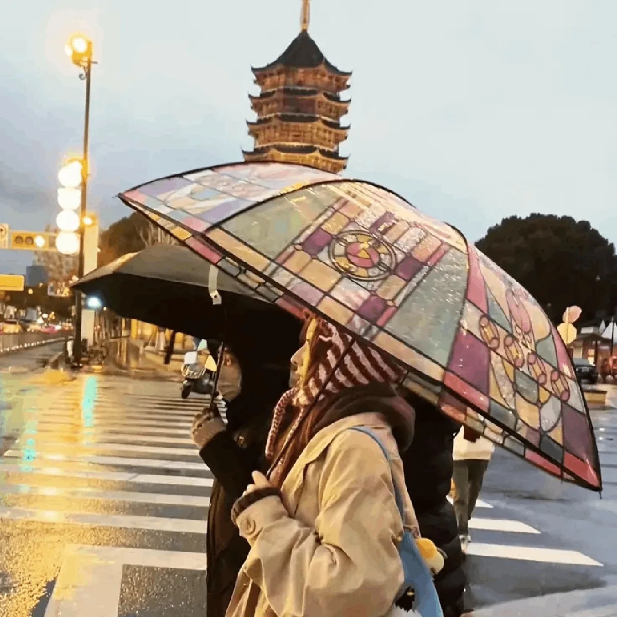 Transparent Umbrella 3 Folding Umbrella Korean Automatic Umbrella Creative Manual Student Fresh Style Sturdy Durable Thickened