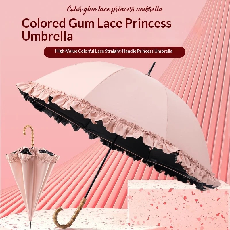 Japanese Style Bamboo Joint Student Women's High-Value Manual Lace Black Glue Creative 8 Ribs Anti-UV Sunscreen Umbrella